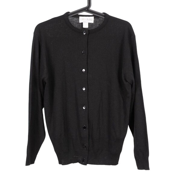 Carly Blake Sweaters - Carly Blake VTG Cardigan Sweater M Womens Black Button Up USA Acrylic Classic